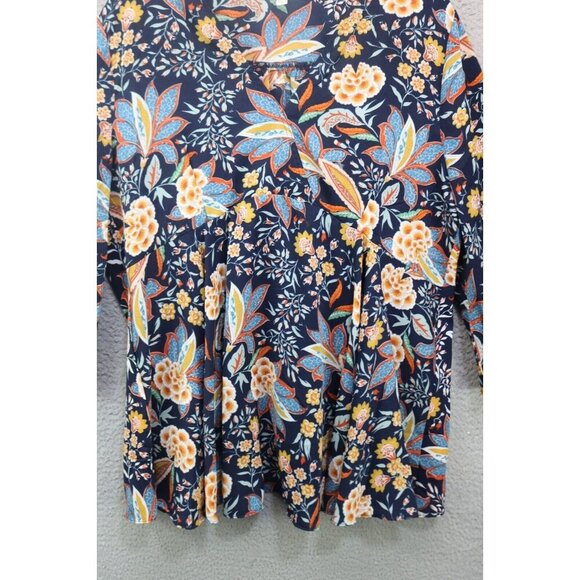 Umgee 3/4 Belled Sleeves Silky Tunic-Size XL-Dark Floral-Whimsigoth - Picture 5 of 9